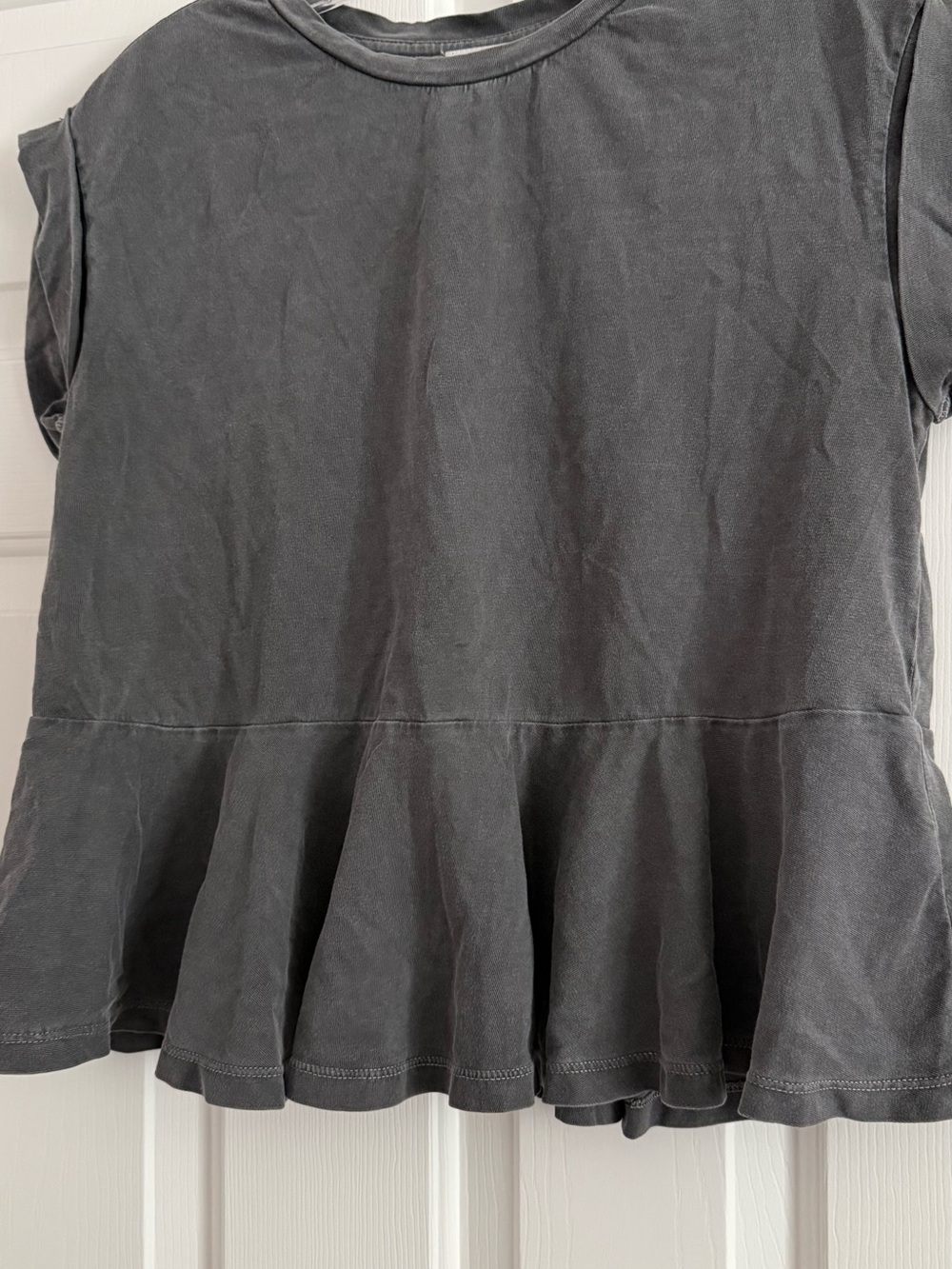 Abound Charcoal Peplum Short Sleeve Crop Top